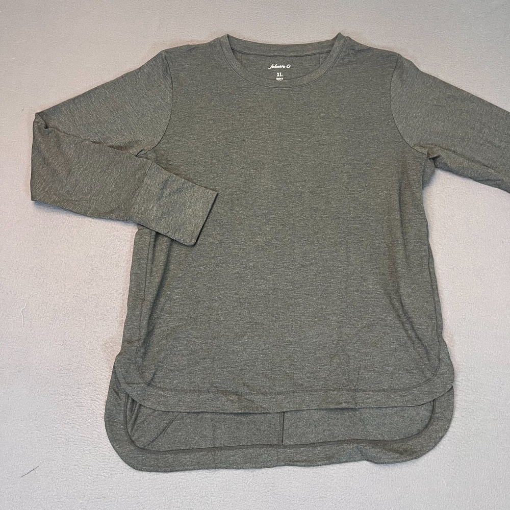 Johnnie-O Womens XL Valerie LS T-Shirt Golf Pullover Modal Charcoal High Low Hem
